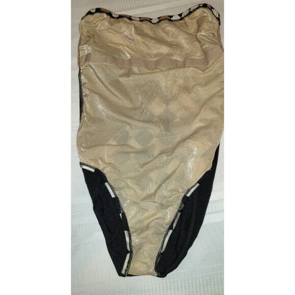 Vintage Gottex One Piece Swimsuit 12 Black White Gold Geometric Design Checkered - Picture 16 of 16